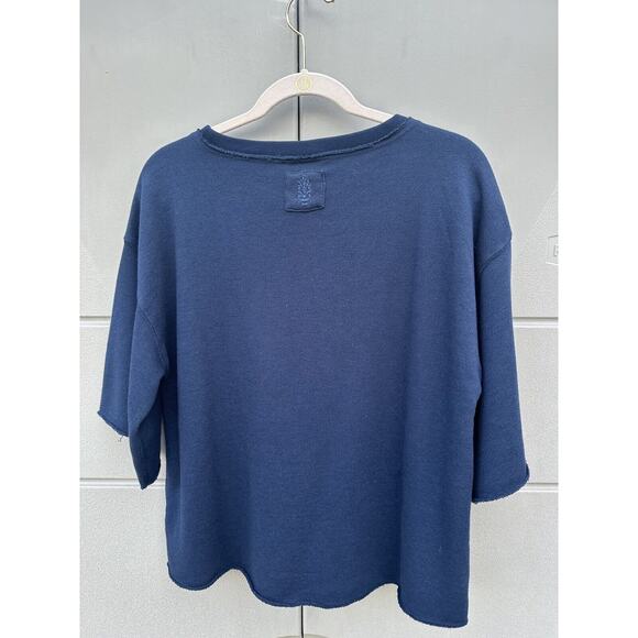 Free People Movement x Summer Class NC A&T Aggie Boxy Crop Top Crewneck XS Navy - Picture 11 of 11